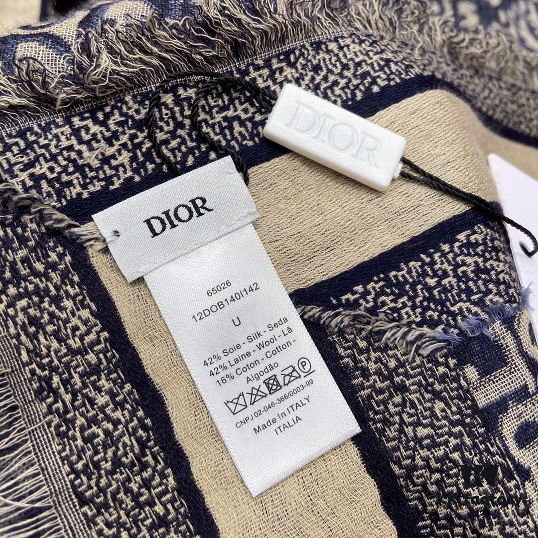 6931a8f0ccd8ab3d7af9d561 Dior Luxury Shawl with Logo Pattern and Fringe, 42% Wool 42% Silk Blend, 140x140cm