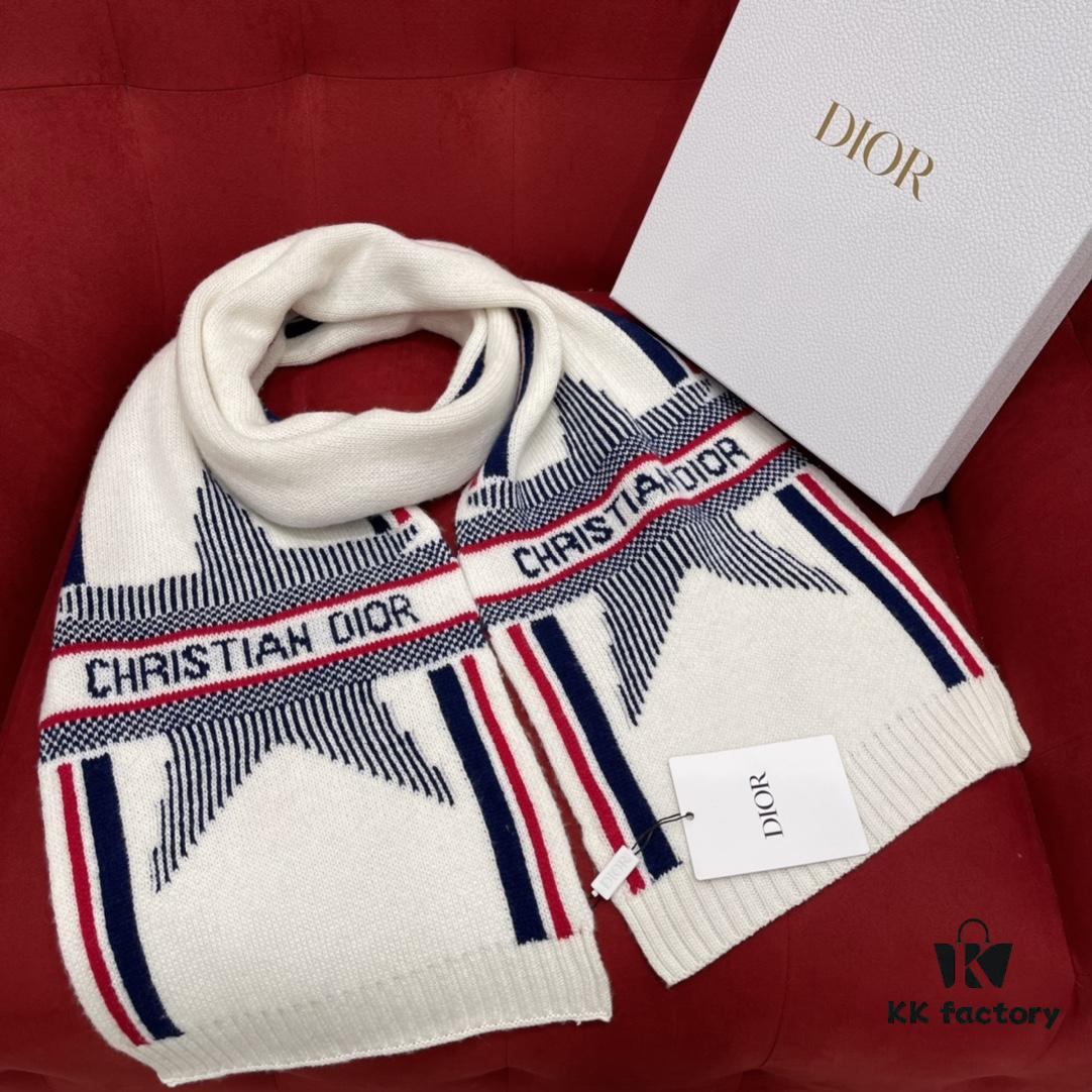 6931a8f0ccd8ab3d7af9d565 Dior Alpine Lucky Star Scarf 70% Wool and 30% Cashmere Jacquard Knit Warm Soft and Smooth Unisex Lightweight Scarf 30*200CM