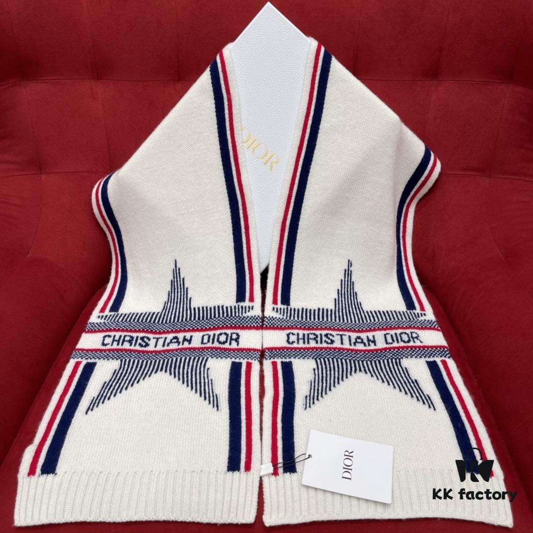 6931a8f0ccd8ab3d7af9d56b Dior Alpine Lucky Star Scarf 70% Wool and 30% Cashmere Jacquard Knit Warm Soft and Smooth Unisex Lightweight Scarf 30*200CM