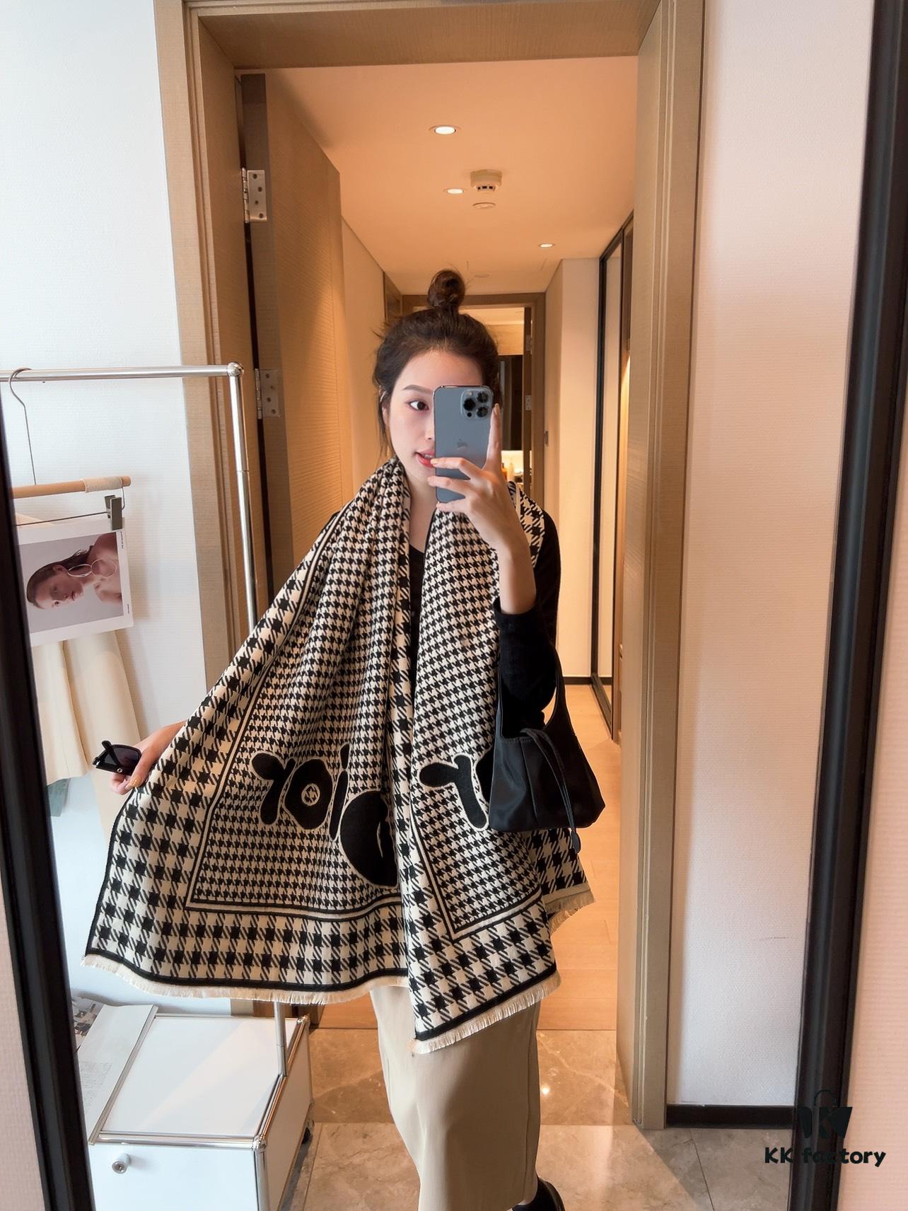 6931a8f0ccd8ab3d7af9d56d Dior Factory Overstock - Fan Bingbing's Same Plaid Shawl, 30% Cashmere 70% Australian Wool Unisex Scarf