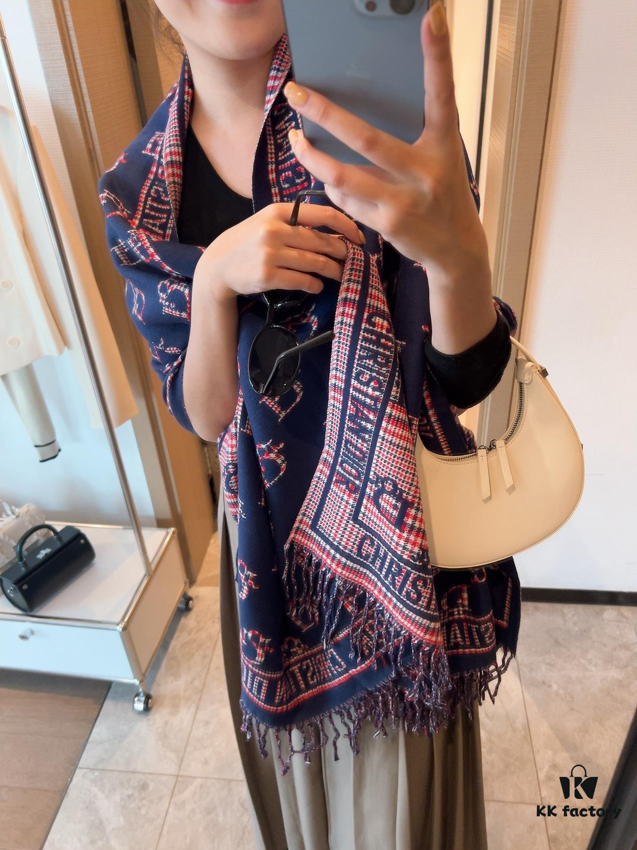 6931a8f1ccd8ab3d7af9d576 Dior Luxurious Gold-Thread Embellished Scarf, Premium Fabric Quality