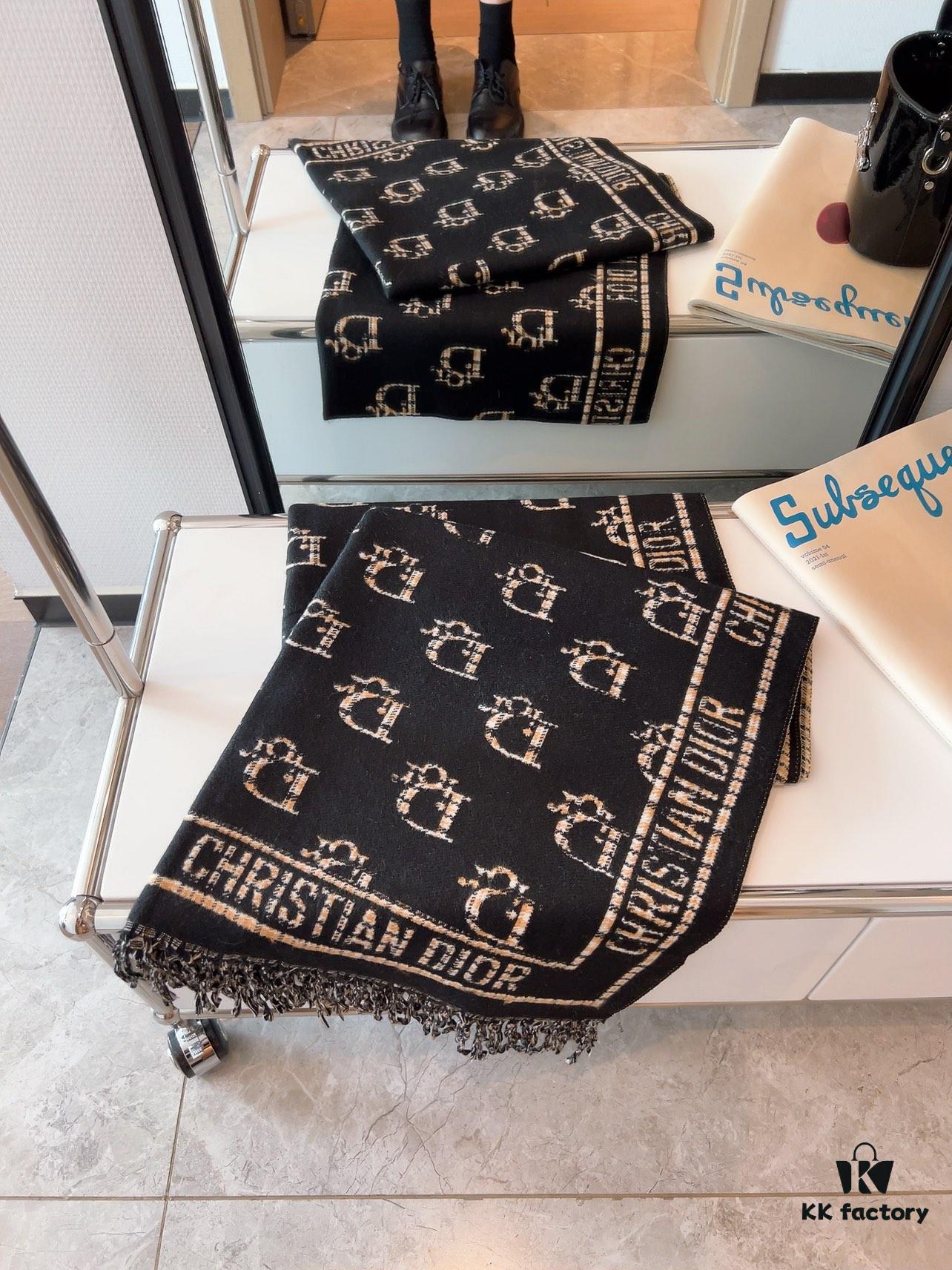 6931a8f1ccd8ab3d7af9d57c Dior Luxurious Gold-Thread Embellished Scarf, Premium Fabric Quality