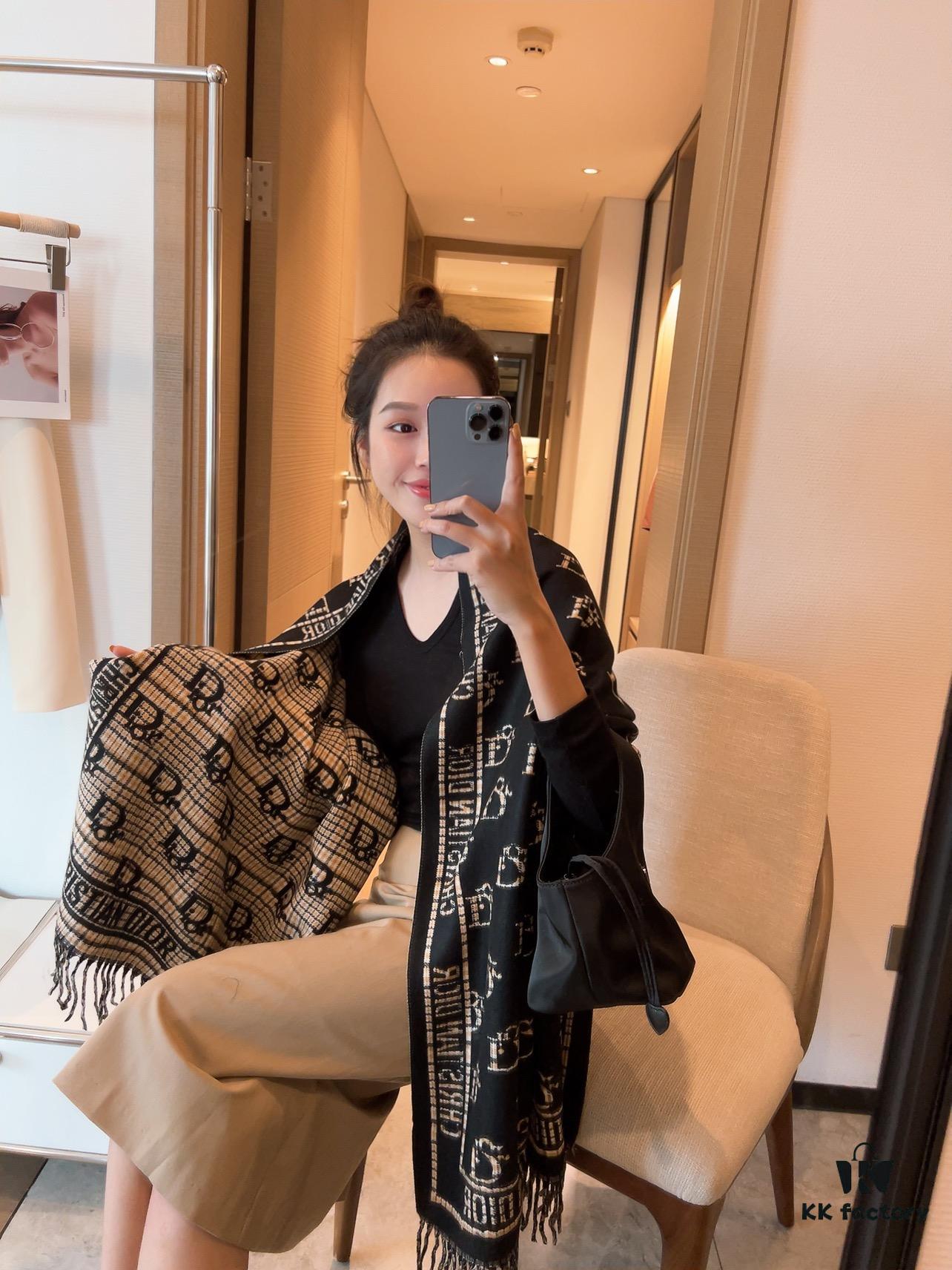 6931a8f1ccd8ab3d7af9d57d Dior Luxurious Gold-Thread Embellished Scarf, Premium Fabric Quality