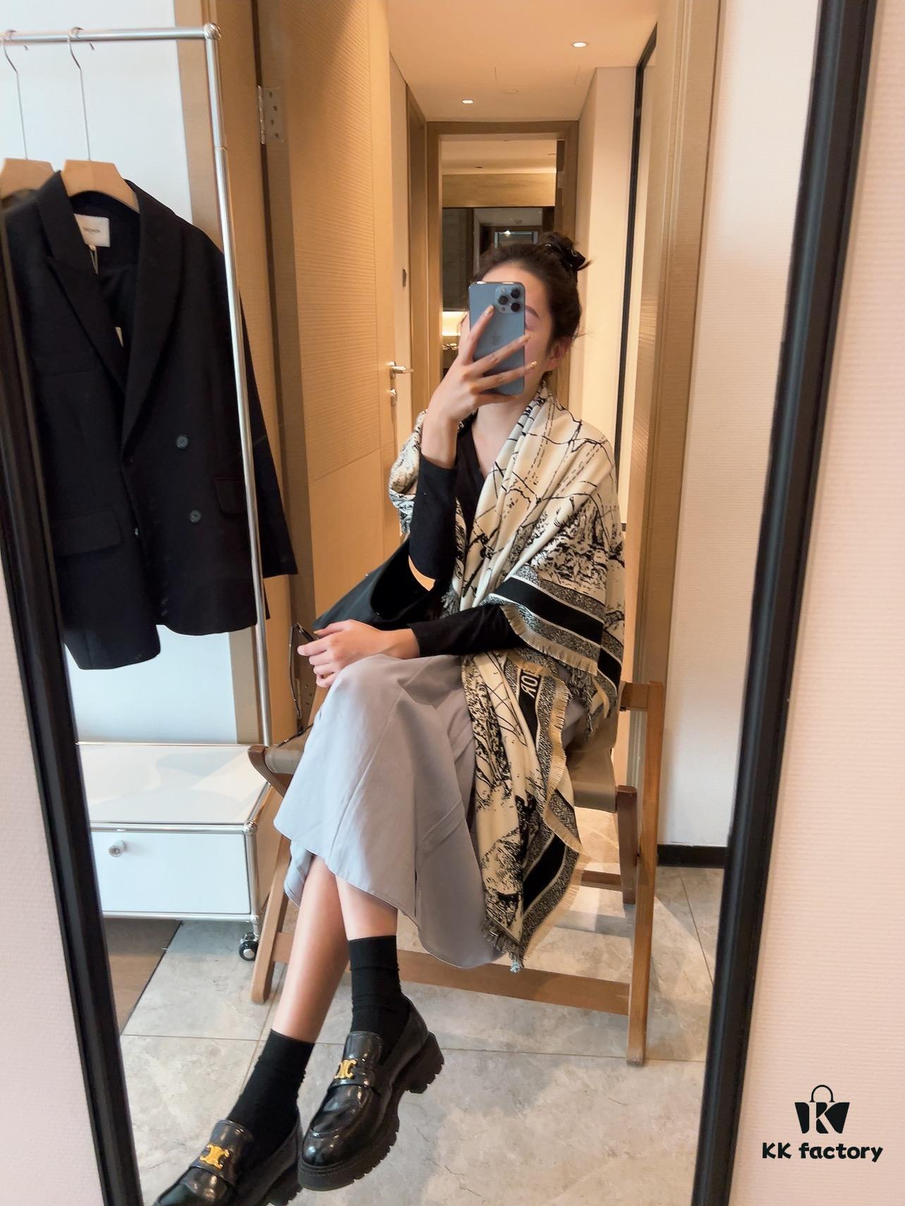 6931a8f3ccd8ab3d7af9d592 Dior Worldwide Travel Collection Original CD Monogram Oversized Shawl - Large Blanket, Wrap, Scarf
