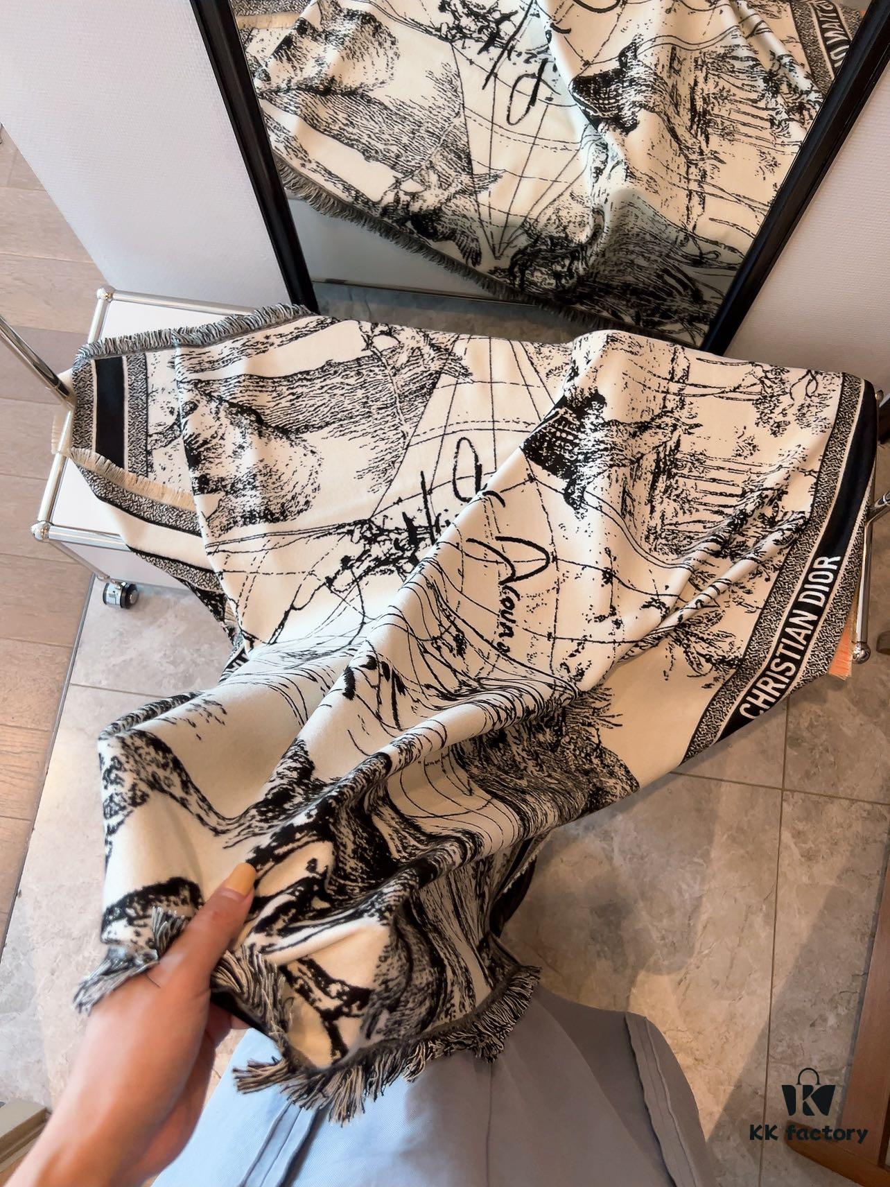 6931a8f3ccd8ab3d7af9d594 Dior Worldwide Travel Collection Original CD Monogram Oversized Shawl - Large Blanket, Wrap, Scarf