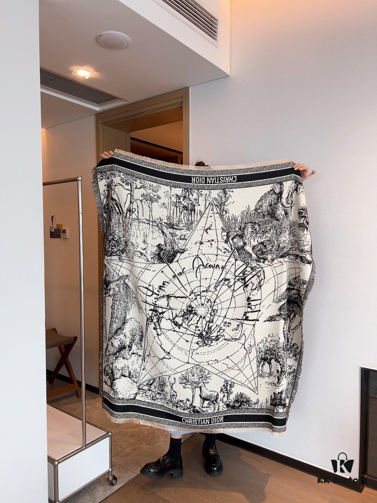 6931a8f3ccd8ab3d7af9d595 Dior Worldwide Travel Collection Original CD Monogram Oversized Shawl - Large Blanket, Wrap, Scarf