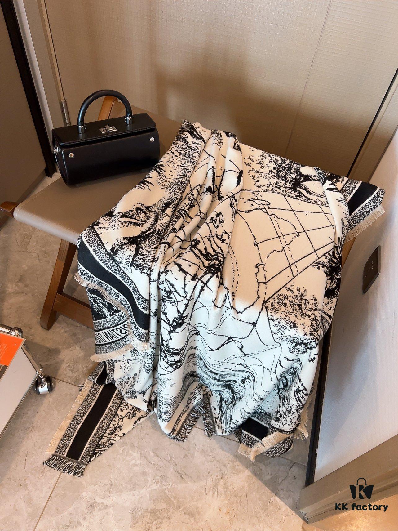6931a8f3ccd8ab3d7af9d596 Dior Worldwide Travel Collection Original CD Monogram Oversized Shawl - Large Blanket, Wrap, Scarf