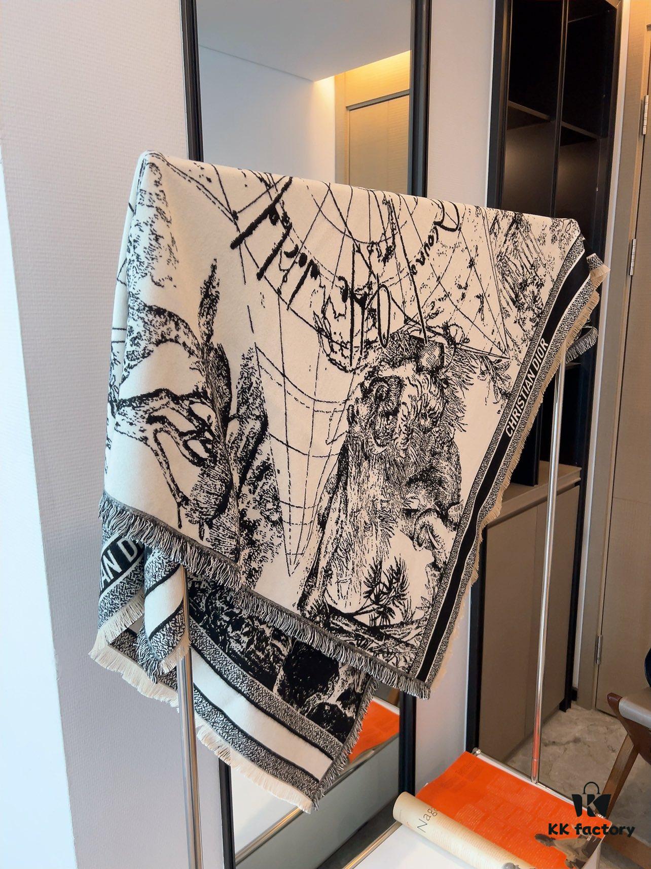 6931a8f3ccd8ab3d7af9d598 Dior Worldwide Travel Collection Original CD Monogram Oversized Shawl - Large Blanket, Wrap, Scarf