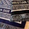 6931a8f4ccd8ab3d7af9d5a6 Dior Oblique Print Cashmere Wool Silk Shawl - Denim Blue & Charcoal Grey