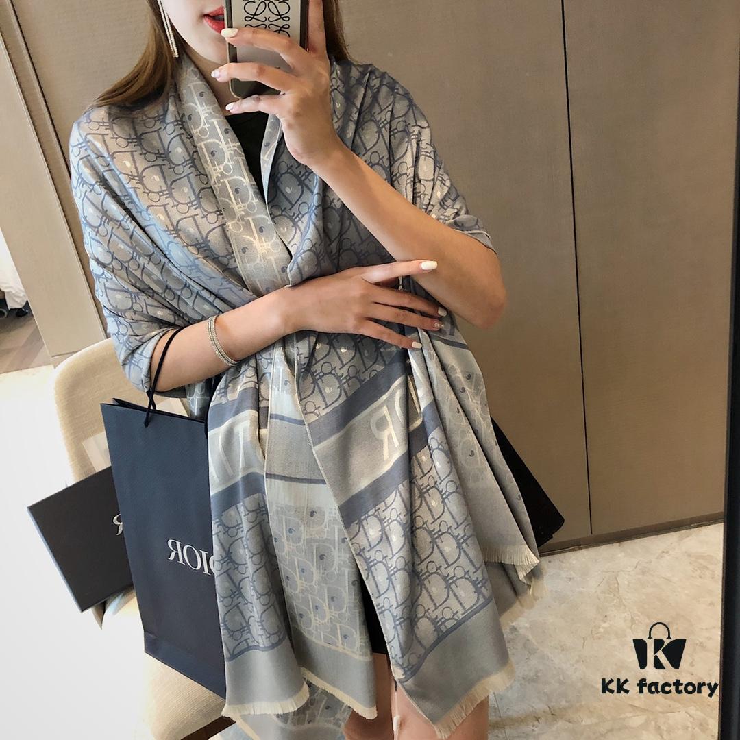 6931a8faccd8ab3d7af9d60d Premium Blue Dior-Style Packaged High-End Tencel Cotton Jacquard Scarf, Includes Greeting Card, Ribbon, Invoice, and UnionPay Set, Exported from Italy Overstock