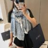6931a8faccd8ab3d7af9d60f Premium Blue Dior-Style Packaged High-End Tencel Cotton Jacquard Scarf, Includes Greeting Card, Ribbon, Invoice, and UnionPay Set, Exported from Italy Overstock