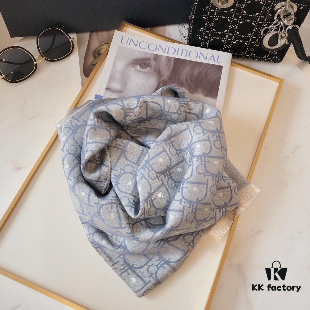 6931a8fbccd8ab3d7af9d611 Premium Blue Dior-Style Packaged High-End Tencel Cotton Jacquard Scarf, Includes Greeting Card, Ribbon, Invoice, and UnionPay Set, Exported from Italy Overstock