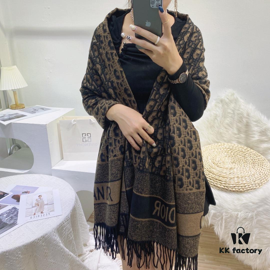 6931a8fcccd8ab3d7af9d625 New Dior-style Silver Thread Core Yarn Scarf, Fashionable Luxury Design, Exquisitely Crafted, Two Colors in Stock