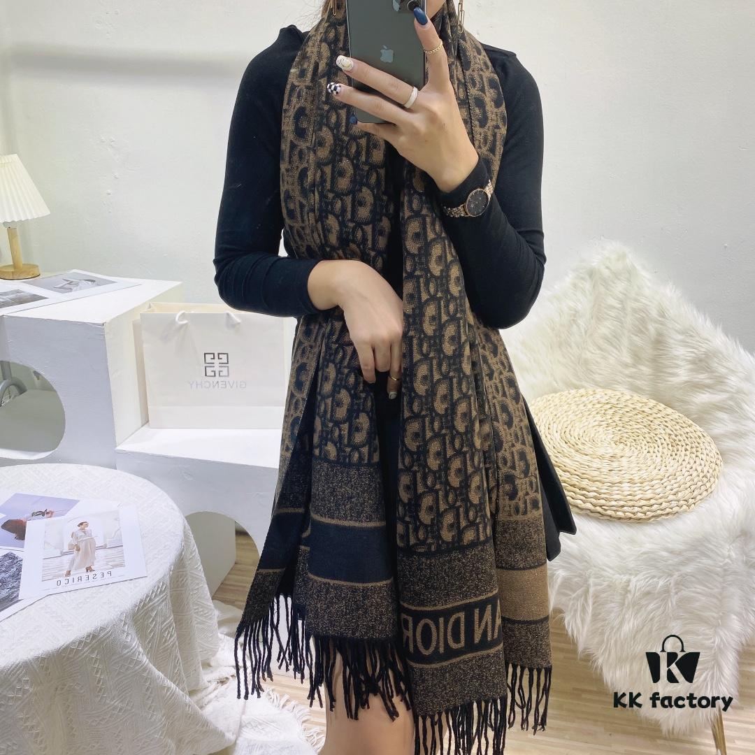 6931a8fcccd8ab3d7af9d626 New Dior-style Silver Thread Core Yarn Scarf, Fashionable Luxury Design, Exquisitely Crafted, Two Colors in Stock