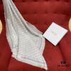 6931a8fcccd8ab3d7af9d628 Gray Dior Classic Monogram Shawl with Small Fringe Detail, Timeless and Versatile Square Scarf, 100% Twill Silk Satin, 90*90cm