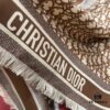 6931a8fdccd8ab3d7af9d63c Brown Dior Classic Signature Monogram Shawl with Small Tassels, Timeless and Versatile Square Scarf, 100% Twill Silk Satin, 90*90 cm