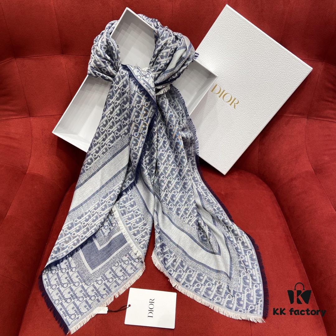 6931a8ffccd8ab3d7af9d655 Vintage Floral Dior Denim Blue Scarf – Trendy Large 140x140cm Shawl for All Seasons, Doubles as Neck Wrap