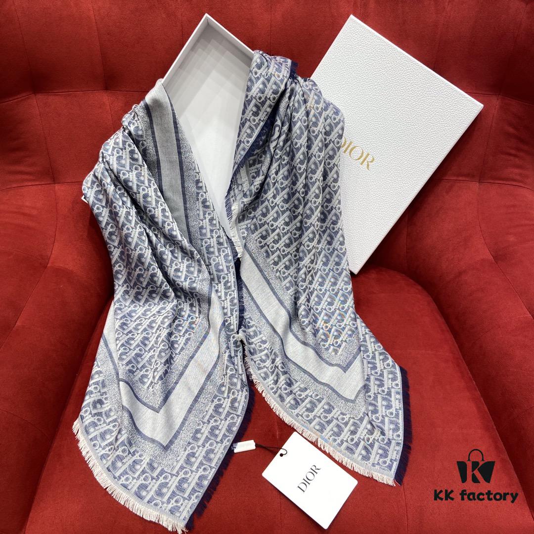 6931a8ffccd8ab3d7af9d656 Vintage Floral Dior Denim Blue Scarf – Trendy Large 140x140cm Shawl for All Seasons, Doubles as Neck Wrap