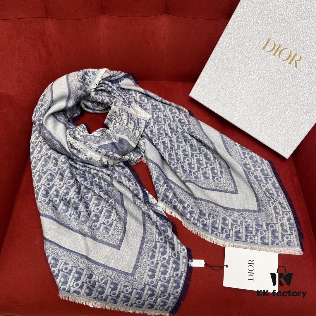 6931a8ffccd8ab3d7af9d657 Vintage Floral Dior Denim Blue Scarf – Trendy Large 140x140cm Shawl for All Seasons, Doubles as Neck Wrap