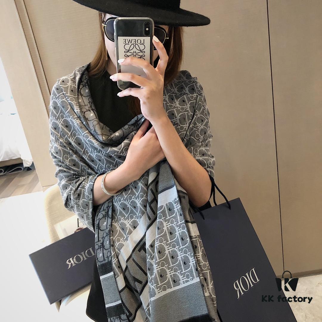 6931a900ccd8ab3d7af9d670 Premium Blue Dior-Style Packaged Silk-Like Cotton Jacquard Scarf, 4 Designs × 8 Colors, Limited Stock Under 50,000 Pieces