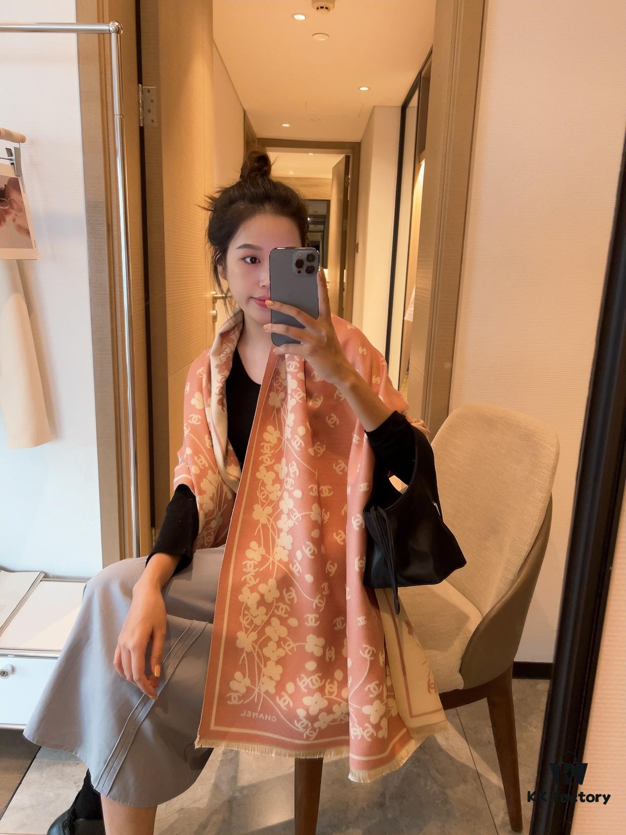 6931a905ccd8ab3d7af9d6bf Luxury Premium Cashmere Scarf - Chanel Style Tiny Floral Print, 100% Pure Cashmere, Albas Pure Goat Wool, 32S Yarn, Ultra Soft & Lightweight, High-End Ring Velvet Texture
