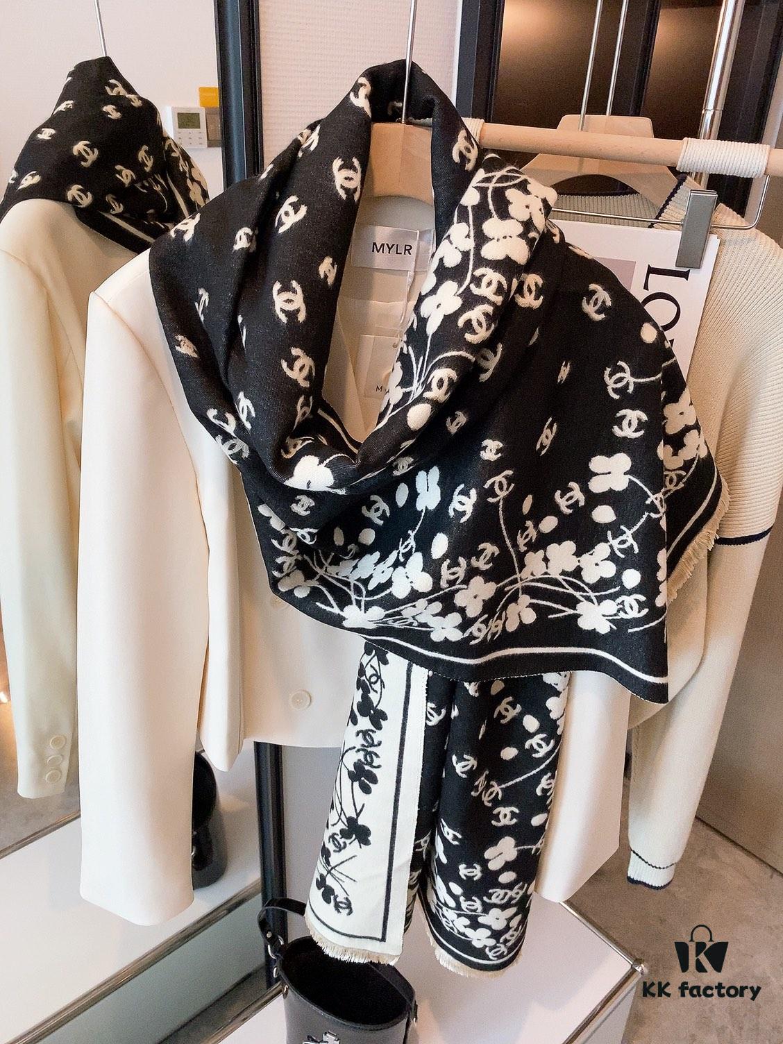 6931a906ccd8ab3d7af9d6c6 Luxury Premium Cashmere Scarf - Chanel Style Tiny Floral Print, 100% Pure Cashmere, Albas Pure Goat Wool, 32S Yarn, Ultra Soft & Lightweight, High-End Ring Velvet Texture