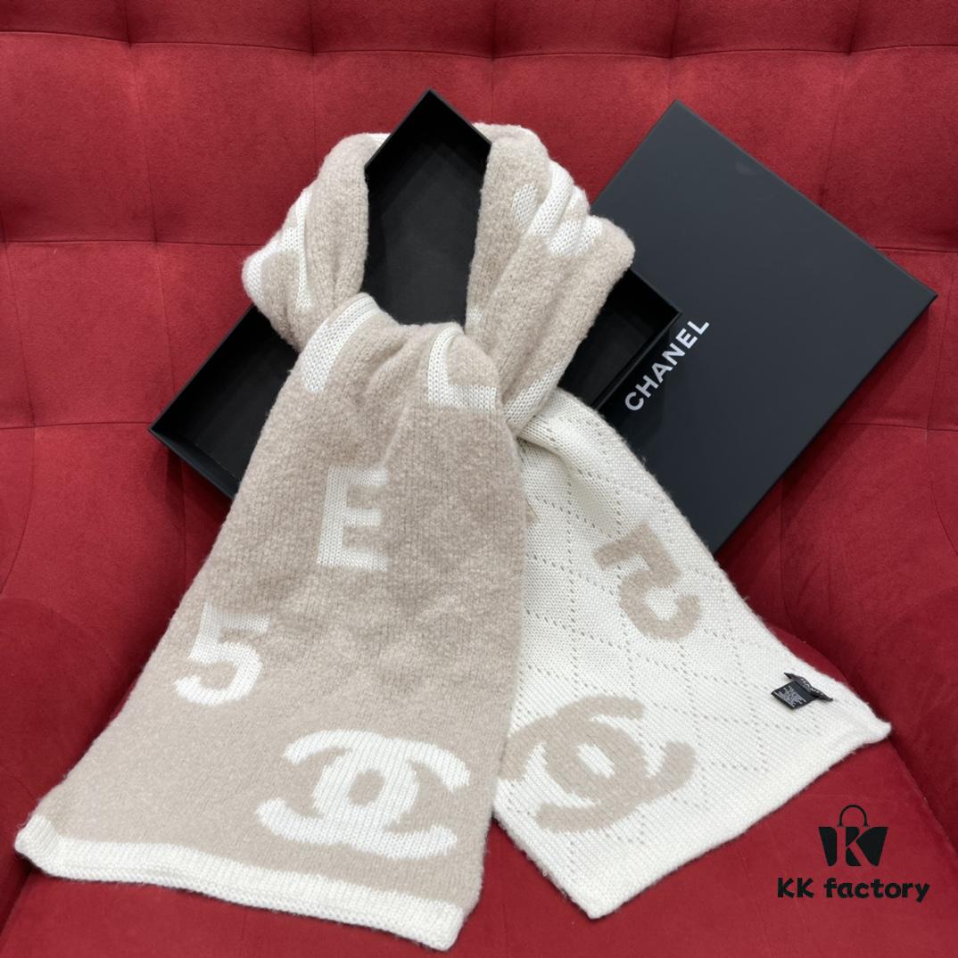 6931a90cccd8ab3d7af9d724 CHANEL Monogram No.5 Scarf, Double-Sided Two-Tone Jacquard Scarf, 49% Cashmere, 40% Wool, 11% Silk Fabric, Soft and Cozy, 30*180CM