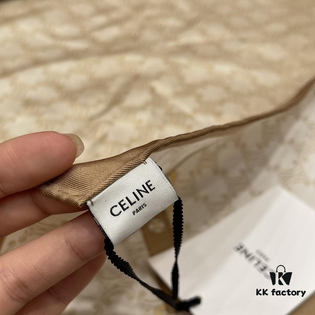 6931a90eccd8ab3d7af9d74e CELINE Vintage-inspired Triumphal Arch Pattern Square Scarf with Belt Buckle Detail, Classic and Elegant, 100% Mulberry Silk, 90*90CM