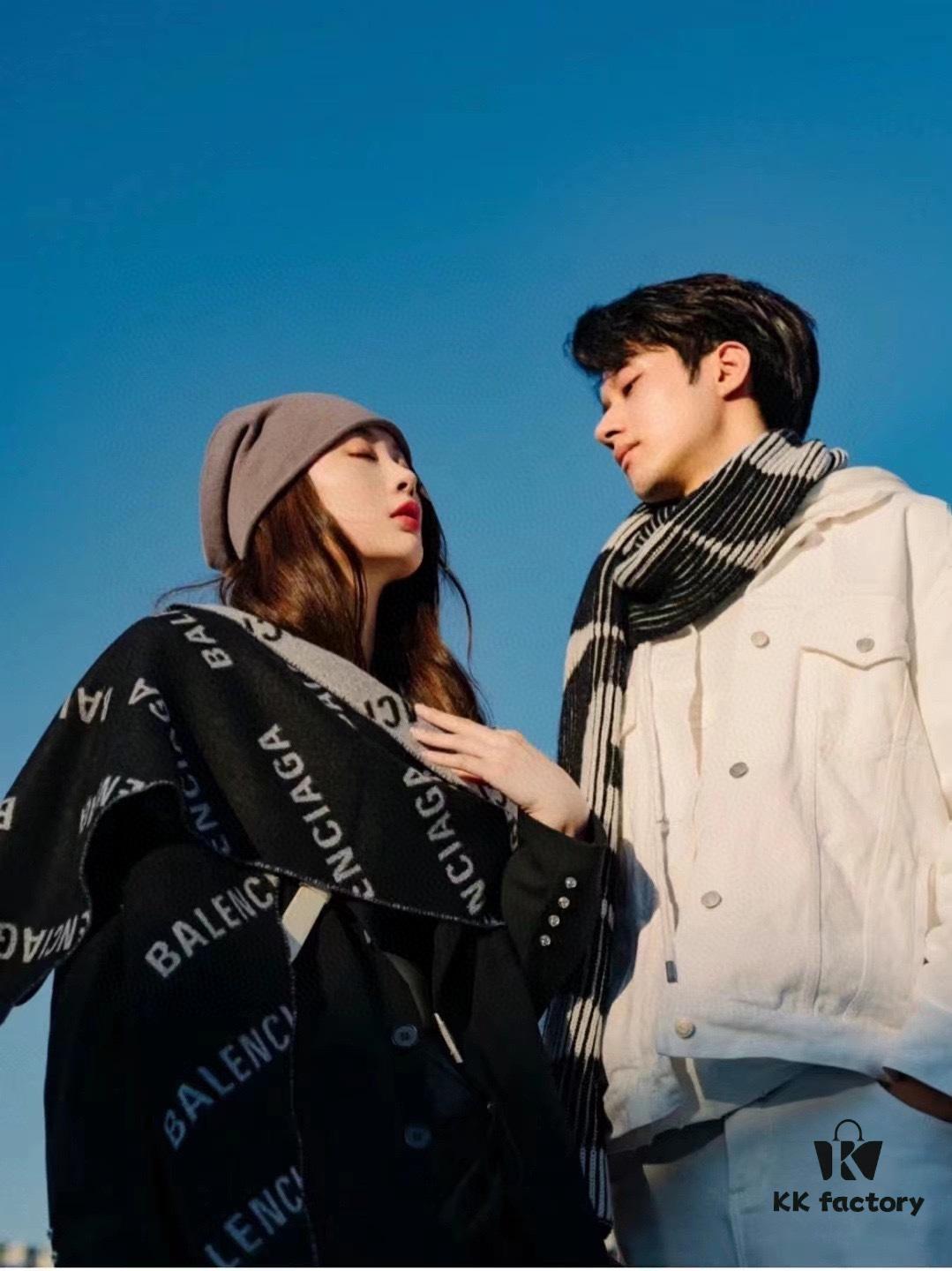 6931a911ccd8ab3d7af9d77c Wool Fabric: 30*205, Balenciaga Classic Letter Series Inspired Minimalist Logo Scarf