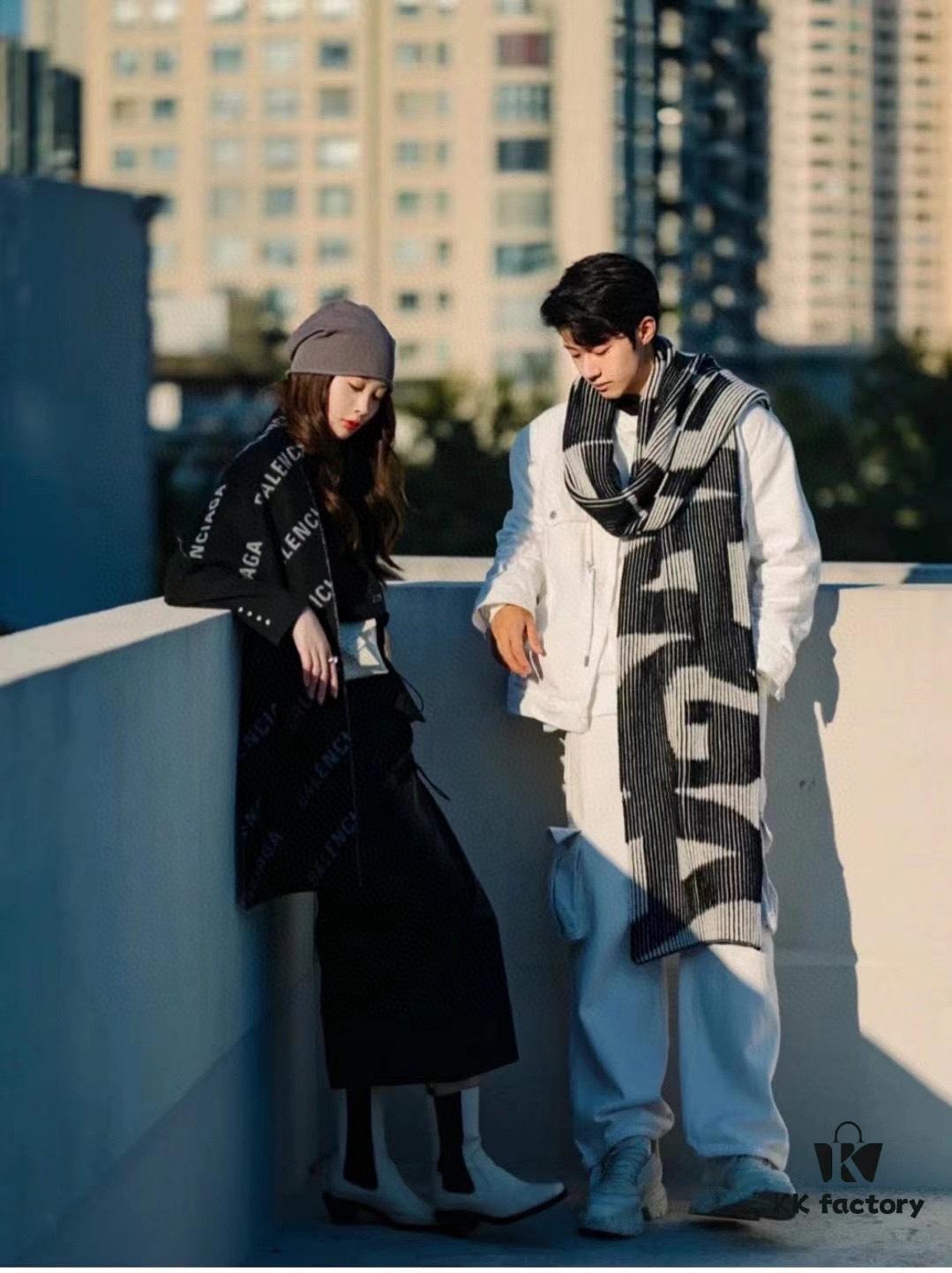 6931a911ccd8ab3d7af9d77d Wool Fabric: 30*205, Balenciaga Classic Letter Series Inspired Minimalist Logo Scarf