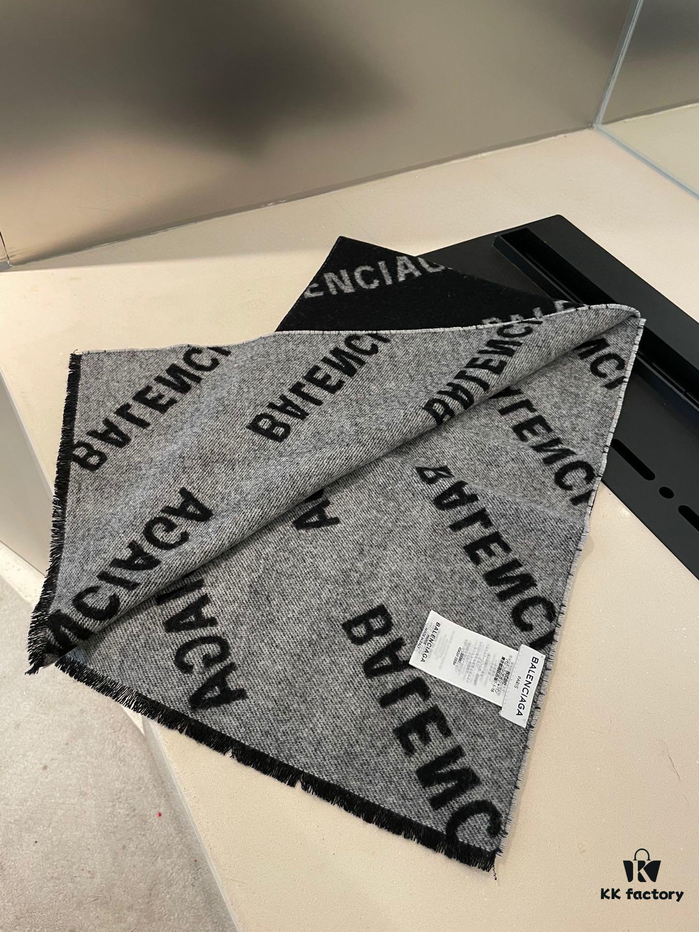 6931a911ccd8ab3d7af9d782 Wool Fabric: 30*205, Balenciaga Classic Letter Series Inspired Minimalist Logo Scarf