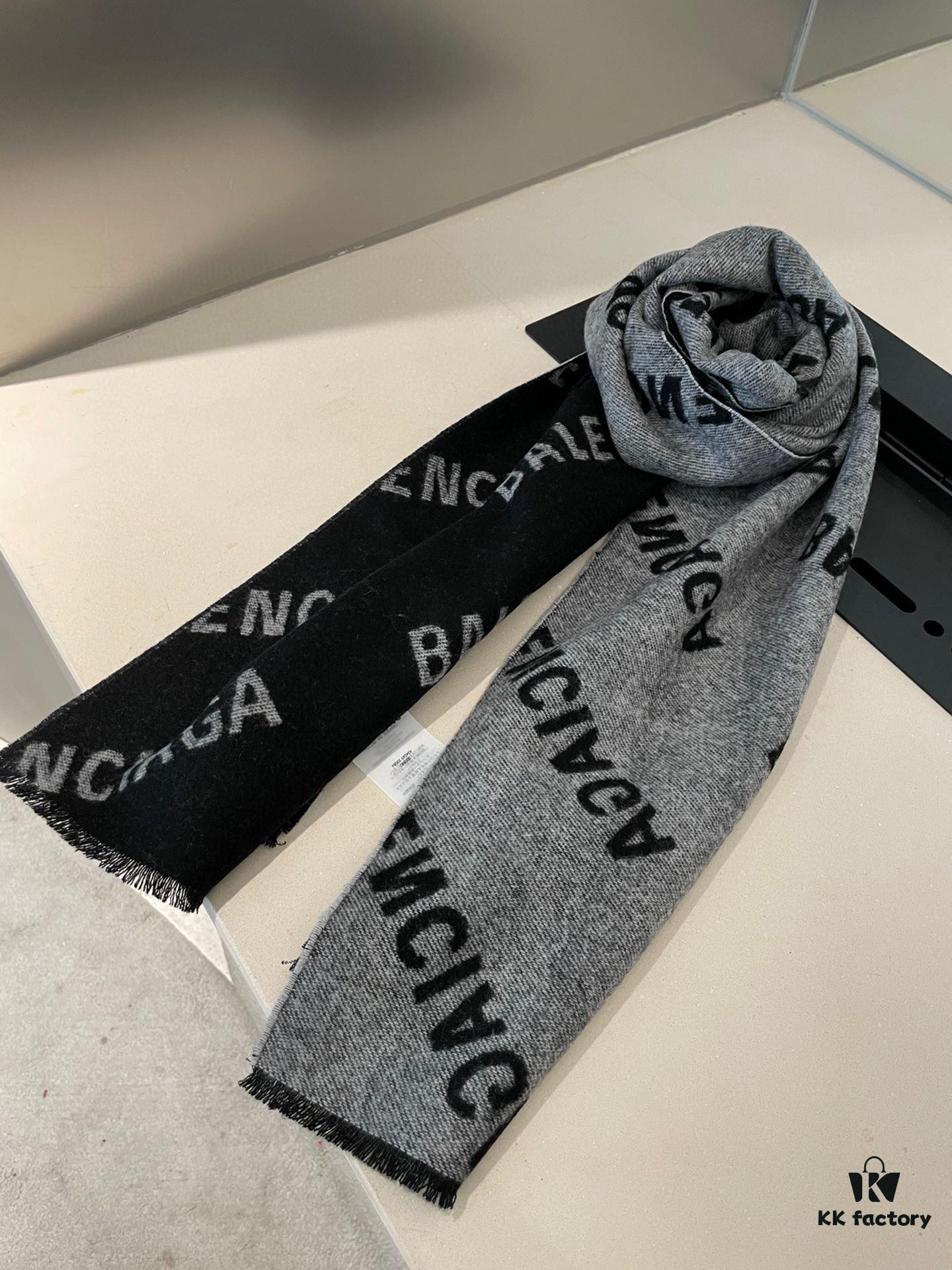 6931a911ccd8ab3d7af9d783 Wool Fabric: 30*205, Balenciaga Classic Letter Series Inspired Minimalist Logo Scarf