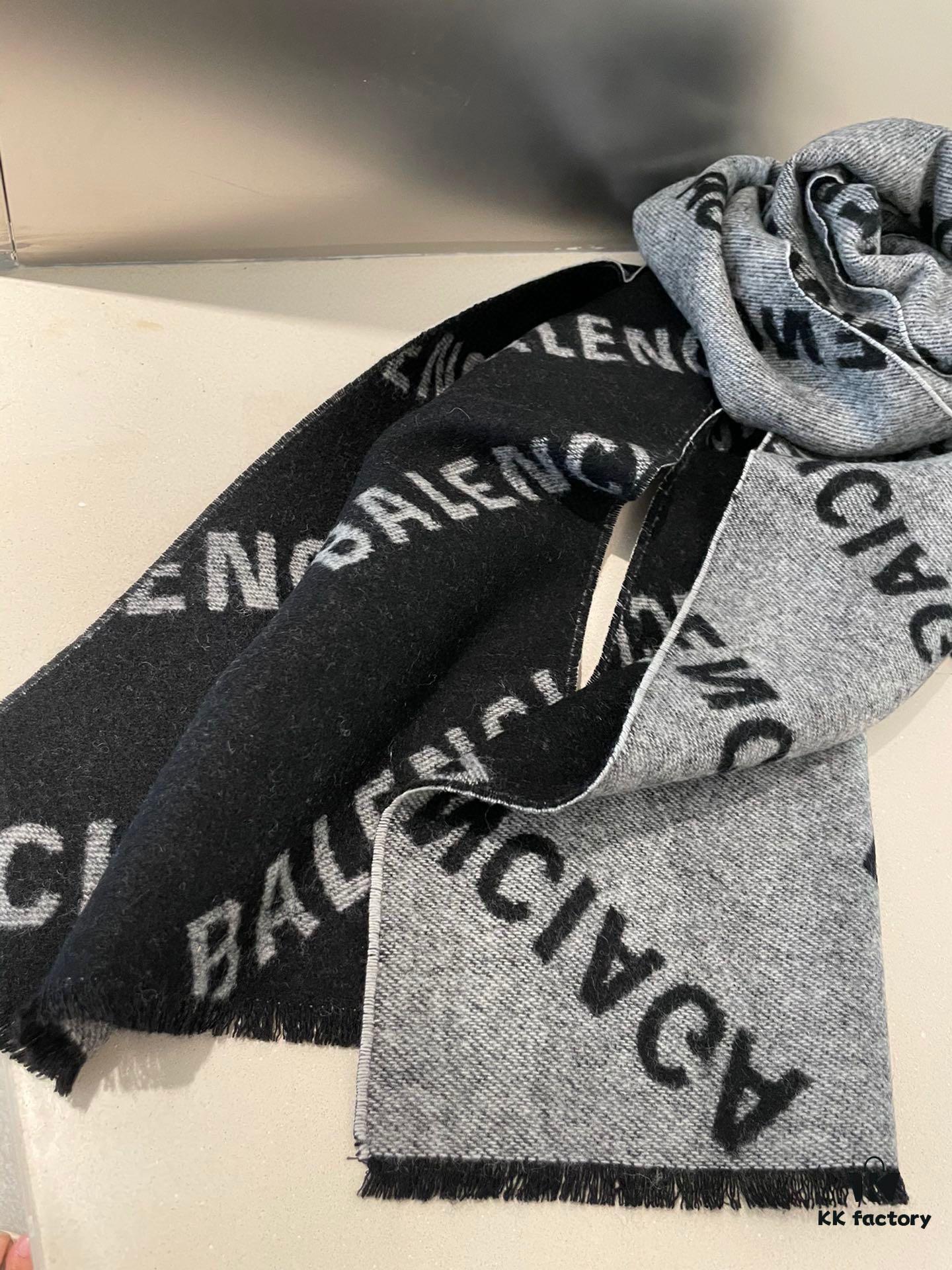 6931a911ccd8ab3d7af9d784 Wool Fabric: 30*205, Balenciaga Classic Letter Series Inspired Minimalist Logo Scarf