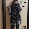 6931a913ccd8ab3d7af9d7a1 Authentic Balenciaga OEM Cashmere Knit Scarf, Black and White Reversible Double-Sided Jacquard Design, 185*38 cm