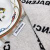 6931a914ccd8ab3d7af9d7a6 Authentic Balenciaga OEM Cashmere Knit Scarf, Black and White Reversible Double-Sided Jacquard Design, 185*38 cm
