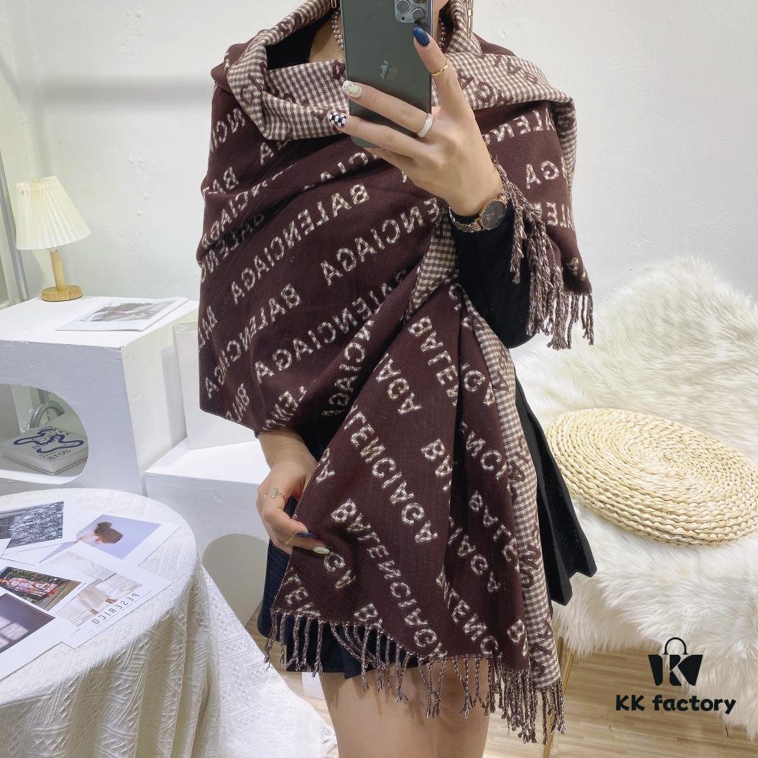 6931a916ccd8ab3d7af9d7cb New Arrival 👏 Balenciaga Boutique New Double-Sided Cashmere Long Scarf, Stunning 💖 Premium Rabbit Fur Classic Logo Symmetrical Design, Unique Print Elements, Exquisitely Beautiful, Flattering Skin Tone, Versatile Style