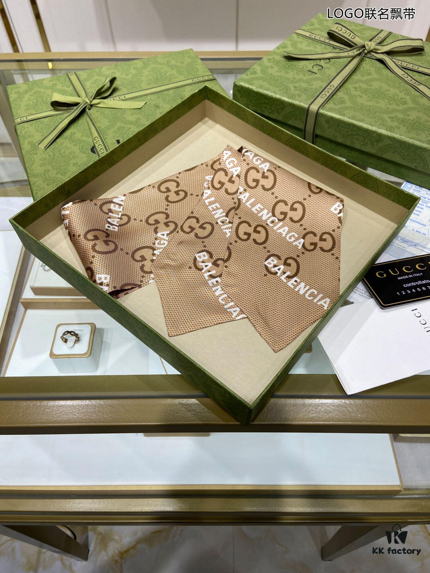 Limited Approval 💰💖💖 [Tearful] Imperial-Level Premium! G Brand Counter Sale GG [Logo Collaboration Scarf], This Season's Co-Branded Collection with Balenciaga