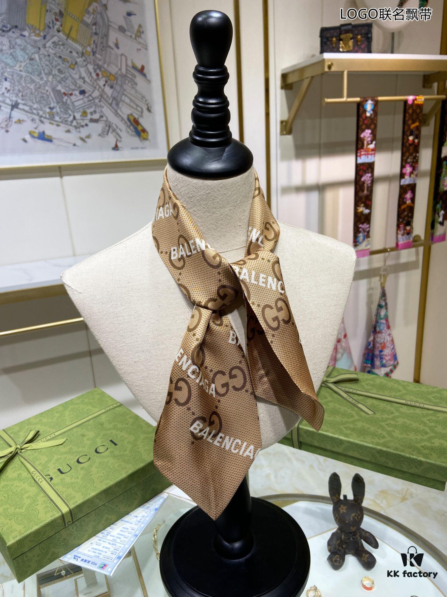 Limited Approval 💰💖💖 [Tearful] Imperial-Level Premium! G Brand Counter Sale GG [Logo Collaboration Scarf], This Season's Co-Branded Collection with Balenciaga