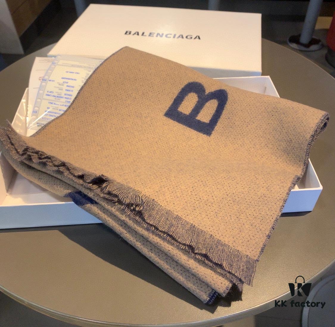 6931a919ccd8ab3d7af9d804 Gray Black Two-Tone Color đ„Authentic Store VersionăBalenciaga Classic Logo Double-Sided Cashmere Scarfăđ„
