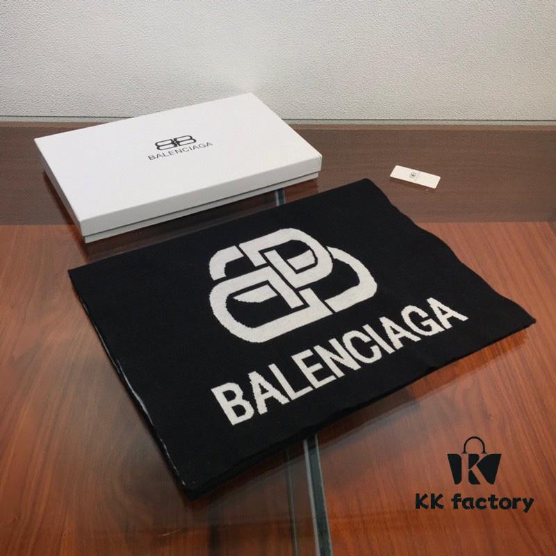 6931a91cccd8ab3d7af9d831 Balenciaga 100% Cashmere Scarf, 2020 Fall/Winter New Arrival, Black and White Color Block, Elegant Logo Jacquard, Soft and Skin-Friendly, Long Scarf 45*180cm, Solid Color (Retail Style)