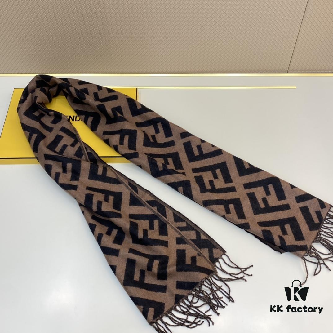 6931a91fccd8ab3d7af9d850 FENDI Large F Tassel Long Scarf 45*170cm 100% Cashmere