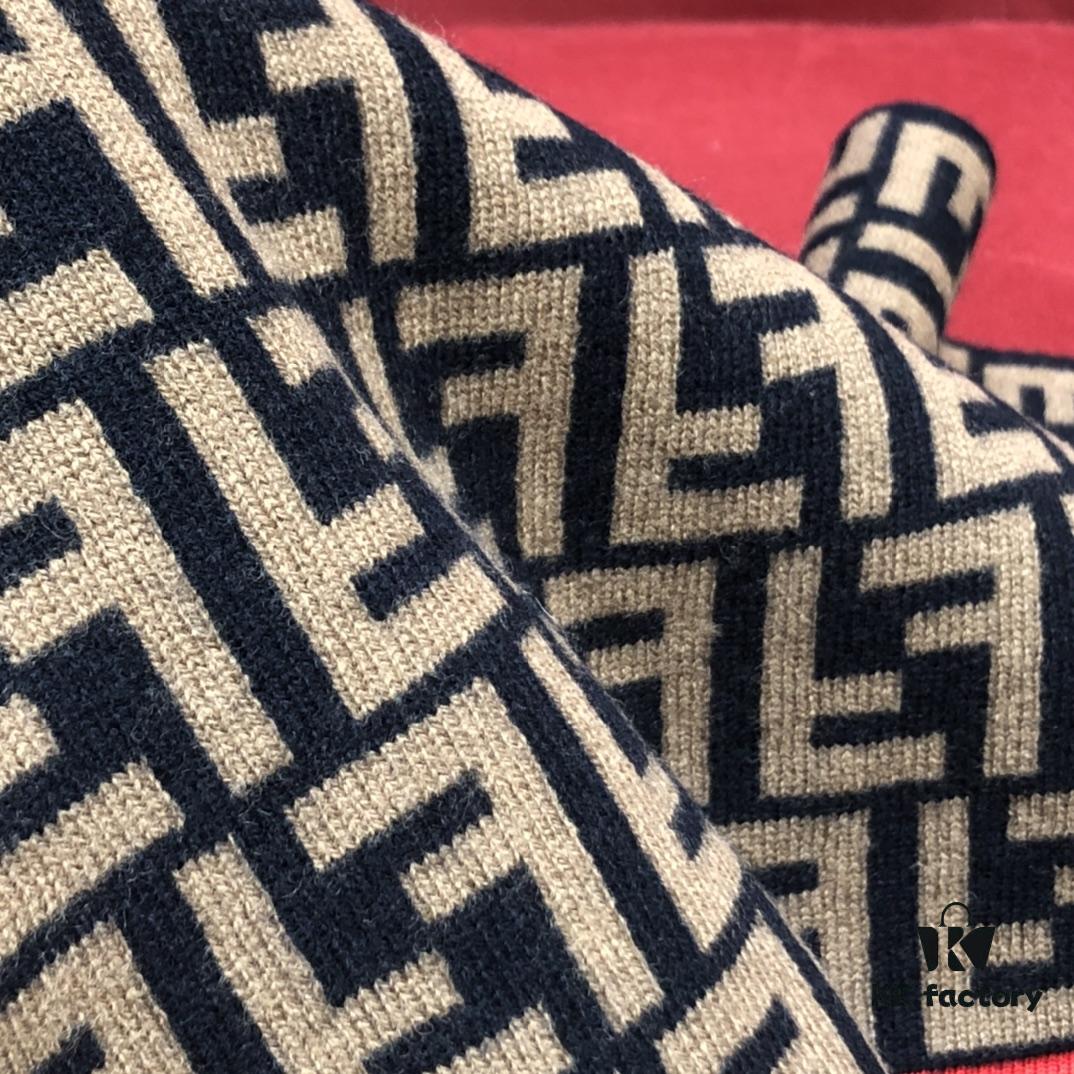 6931a91fccd8ab3d7af9d85c In-Stock Now - Fendi Latest Style FF Collection Small Logo Scarf with Orange Accent 66% Wool 29% Cashmere 190cm*35cm