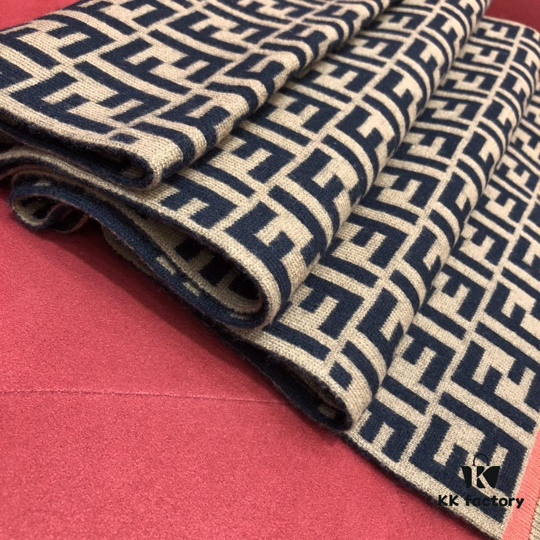 6931a91fccd8ab3d7af9d85e In-Stock Now - Fendi Latest Style FF Collection Small Logo Scarf with Orange Accent 66% Wool 29% Cashmere 190cm*35cm