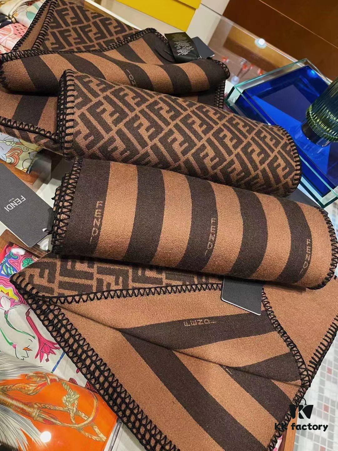 6931a924ccd8ab3d7af9d8a8 Fendi High-End New Arrival, Double-Sided Design Luxury Wool Silk Scarf