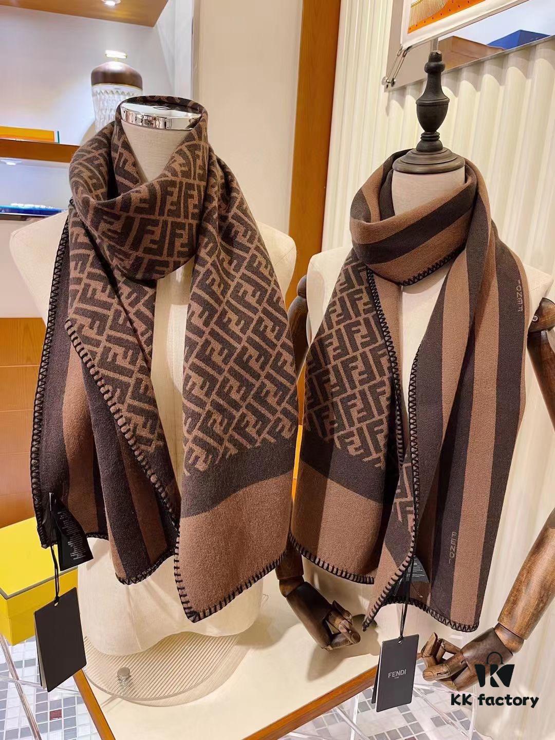 6931a924ccd8ab3d7af9d8a9 Fendi High-End New Arrival, Double-Sided Design Luxury Wool Silk Scarf
