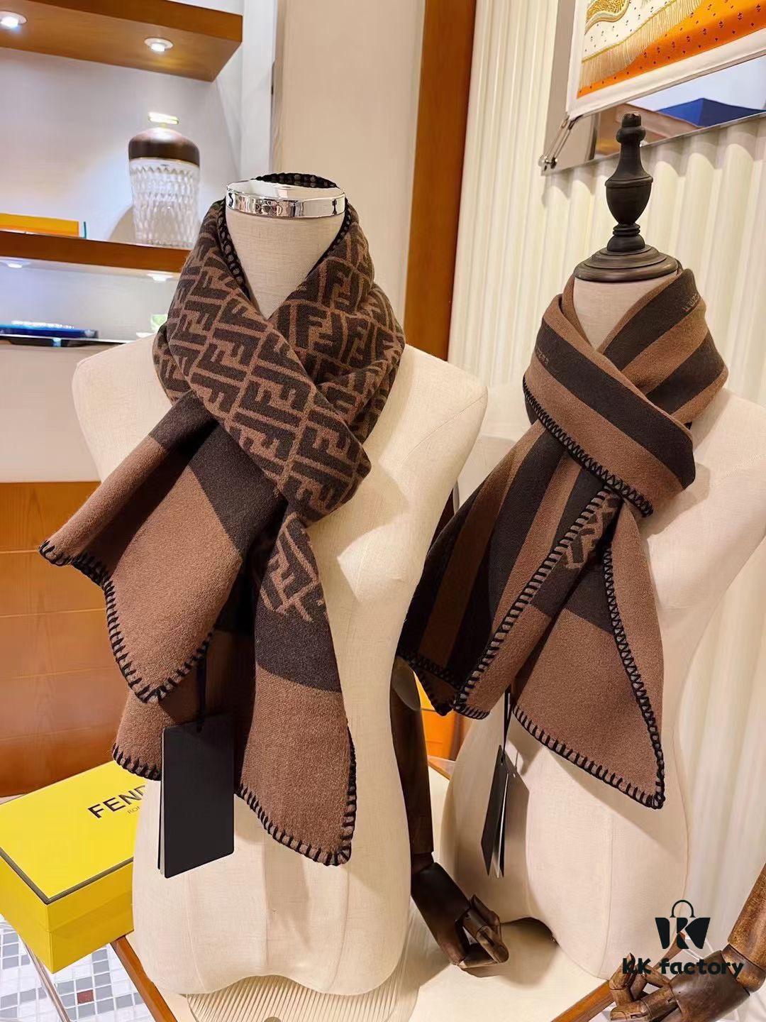 6931a924ccd8ab3d7af9d8aa Fendi High-End New Arrival, Double-Sided Design Luxury Wool Silk Scarf