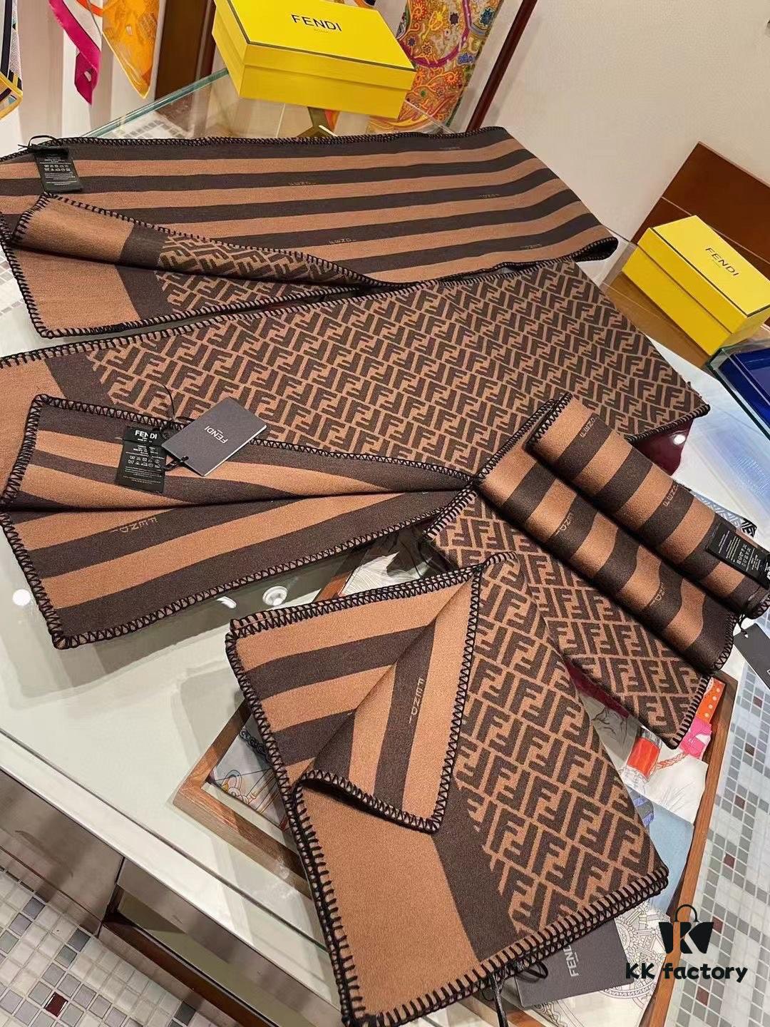 6931a924ccd8ab3d7af9d8ab Fendi High-End New Arrival, Double-Sided Design Luxury Wool Silk Scarf