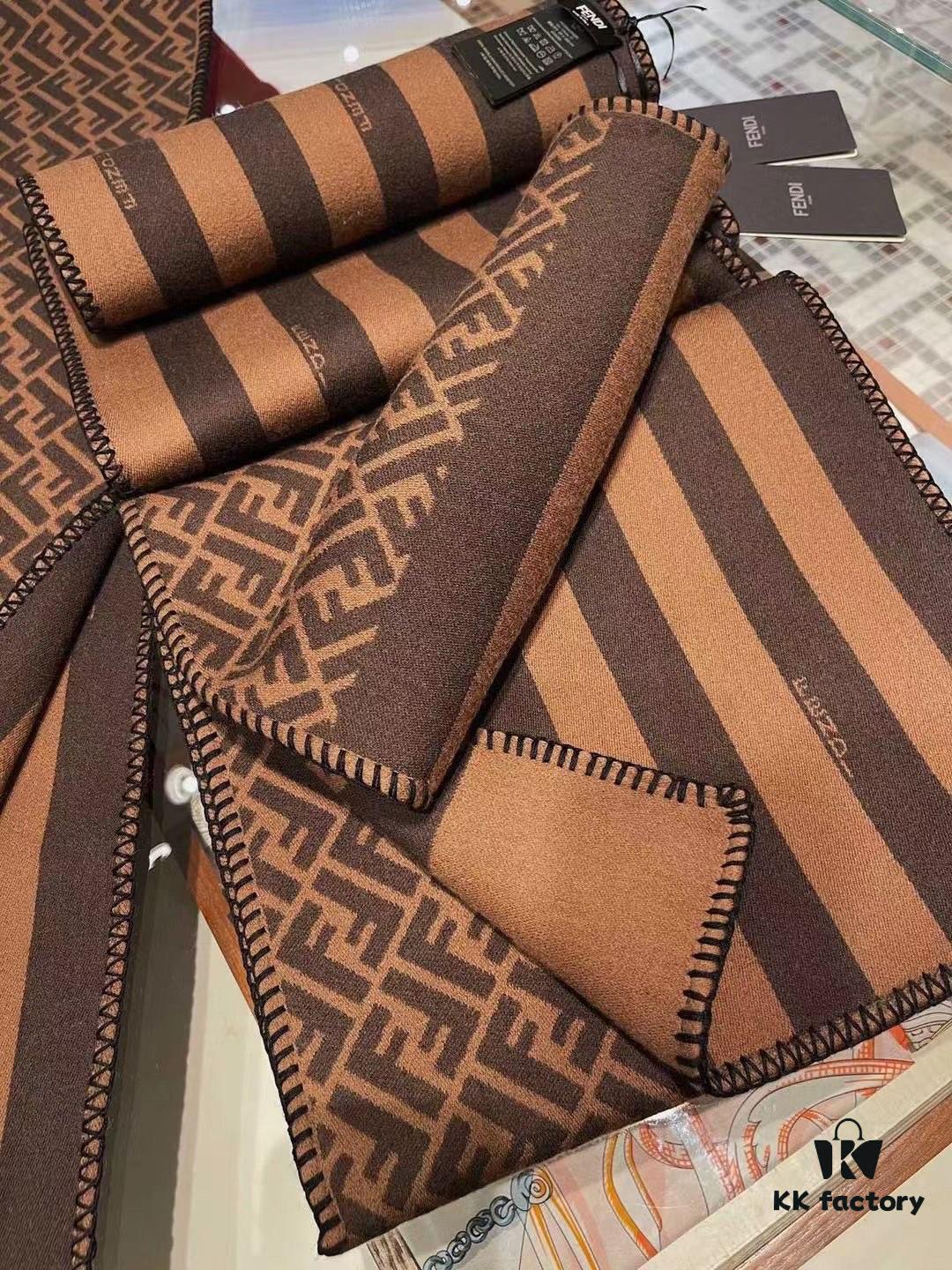 6931a924ccd8ab3d7af9d8ac Fendi High-End New Arrival, Double-Sided Design Luxury Wool Silk Scarf