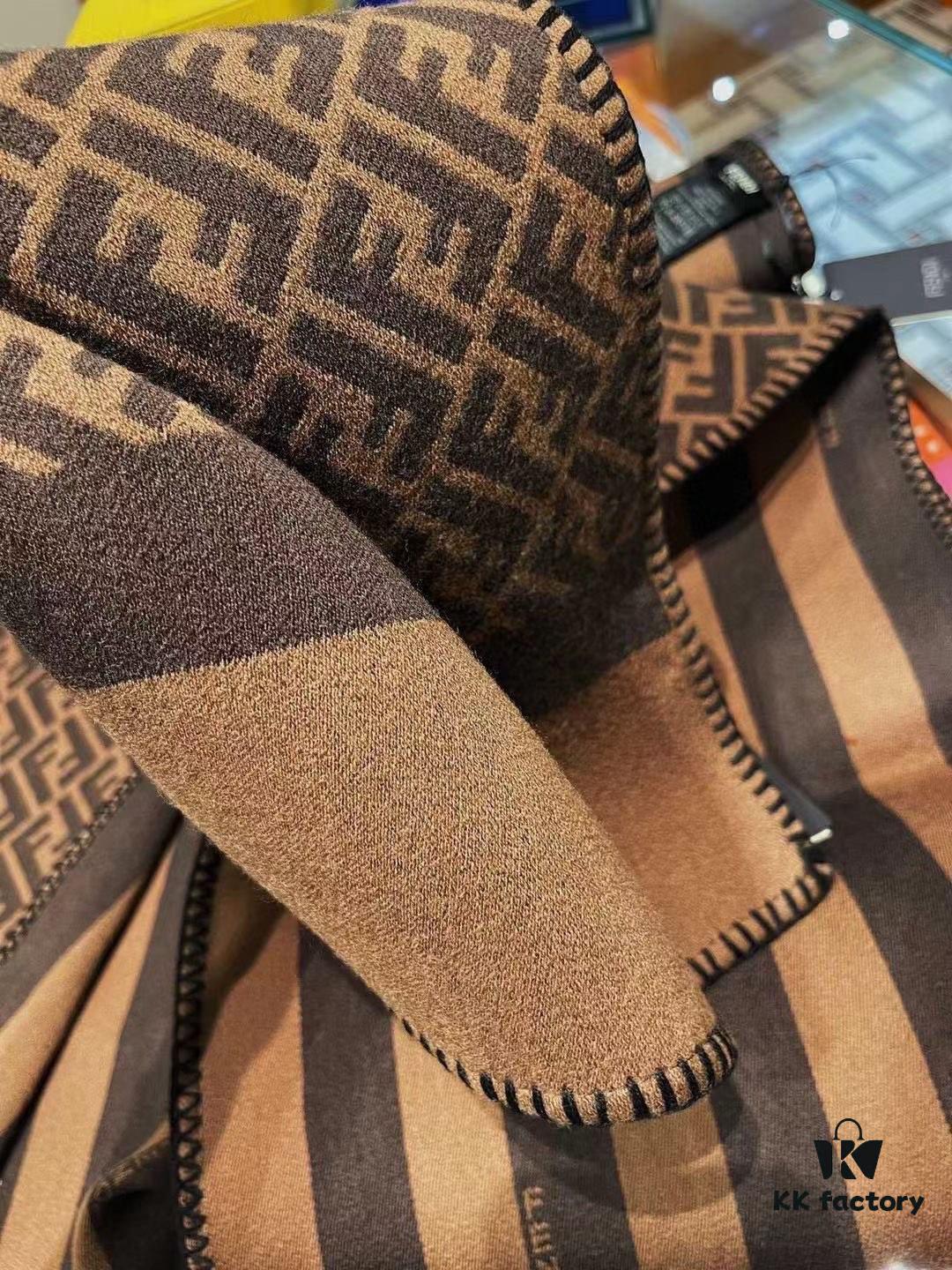 6931a924ccd8ab3d7af9d8ad Fendi High-End New Arrival, Double-Sided Design Luxury Wool Silk Scarf