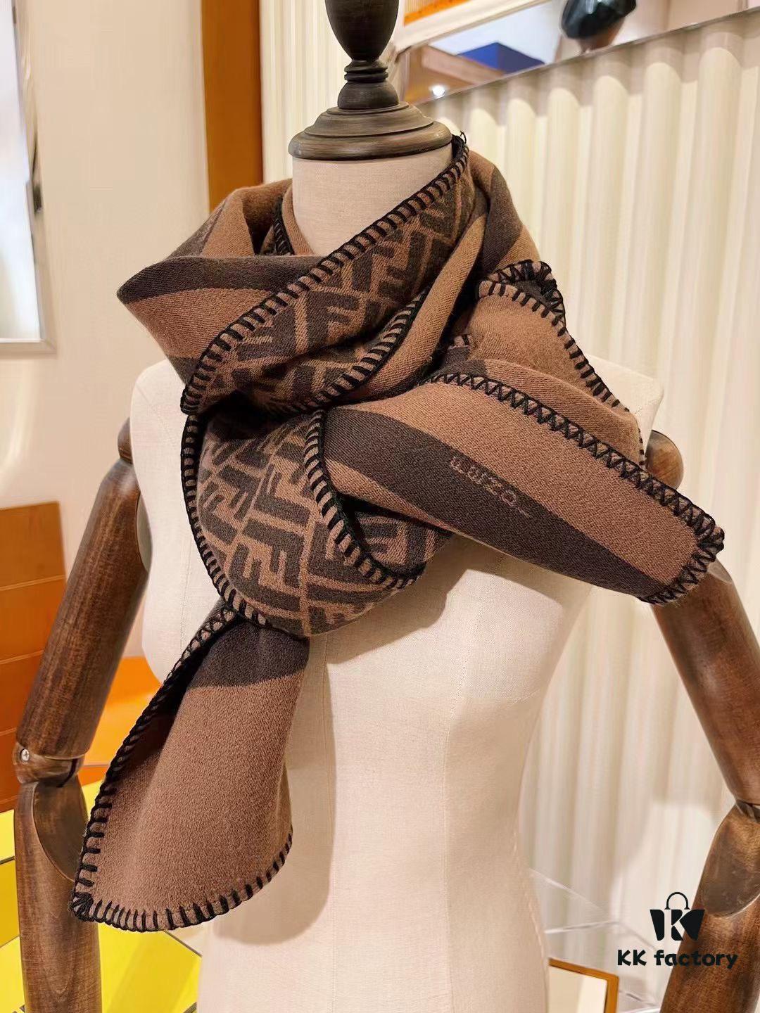 6931a924ccd8ab3d7af9d8ae Fendi High-End New Arrival, Double-Sided Design Luxury Wool Silk Scarf